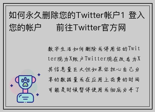 如何永久删除您的Twitter帐户1 登入您的帐户     前往Twitter官方网